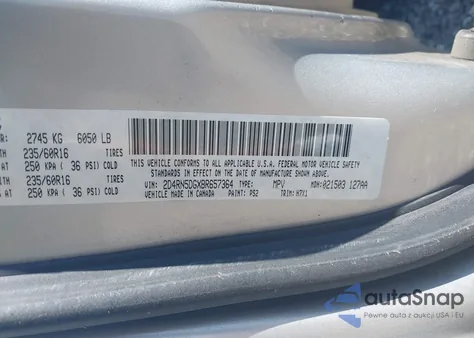 2011 Dodge Grand Caravan Crew из США, поврежденный, VIN 2D4RN5DGXBR657364